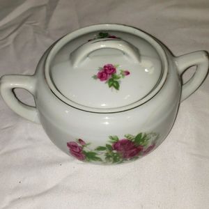 Vintage Handmade Ceramic Round Pot With Lid and Handles Made in Japan